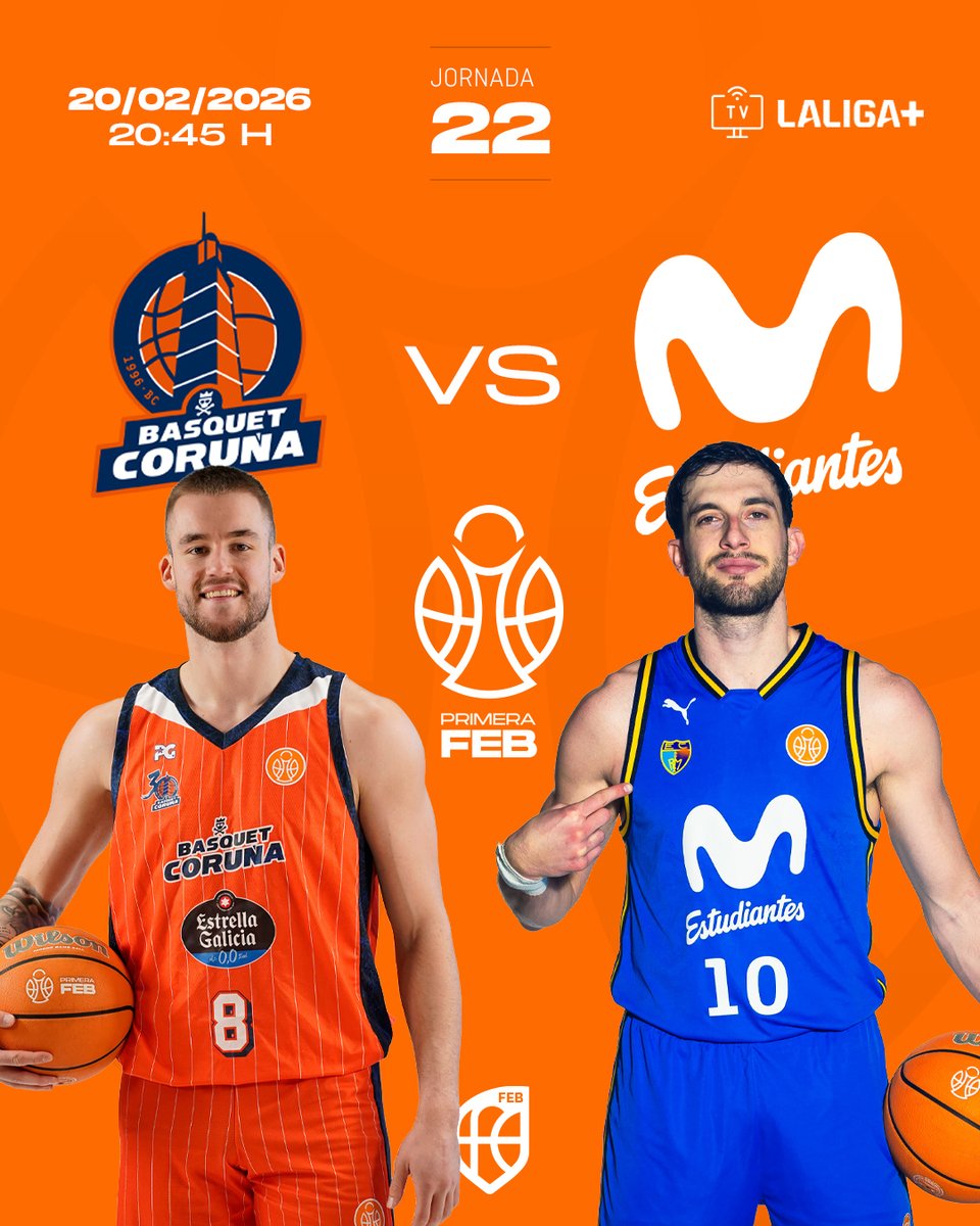🏀 Sigue la #PrimeraFEB, en directo‼

⭐ 𝗣𝗔𝗥𝗧𝗜𝗗𝗢 𝗘𝗦𝗧𝗥𝗘𝗟𝗟𝗔 ⭐
▶ <a href="/basquetcoruna/">Leyma Basquet Coruña 🍊</a> 🆚 <a href="/MovistarEstu/">Movistar Estudiantes</a> 
📆 V20 | 🕢 20:45h. | 🏟️ El Coliseum
🎙️ <a href="/oltrix/">xavi oltra</a> 

✅ El gran líder, ante un gigante "tocado"

📲 Descarga la app de <a href="/LaLigaPlus/">LALIGA+</a> ⬇ lc.cx/eEAQse