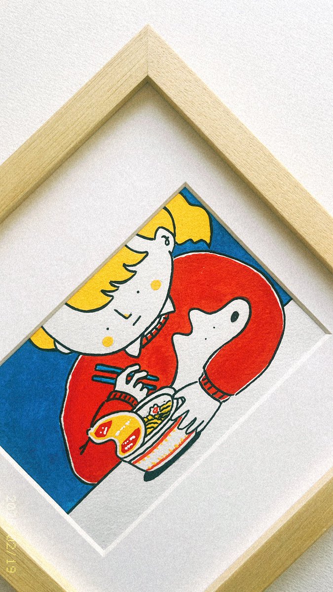 イラスト原画「ラーメンけいさつ」 恵文社の個展では韓国の人が買って