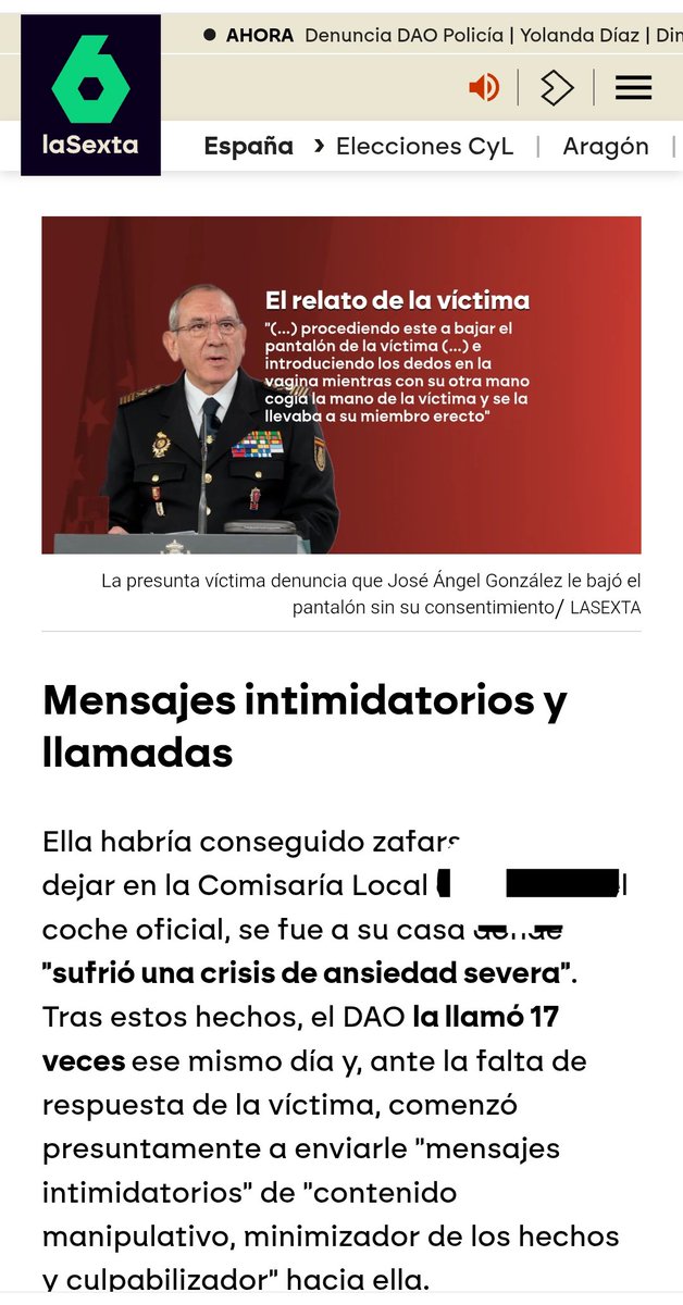 <a href="/LaHoraTVE/">La Hora de La 1</a> Los grupos de Policía de La Sexta y El País, que fueron los primeros en difundir la comisaría donde trabajaba la víctima.