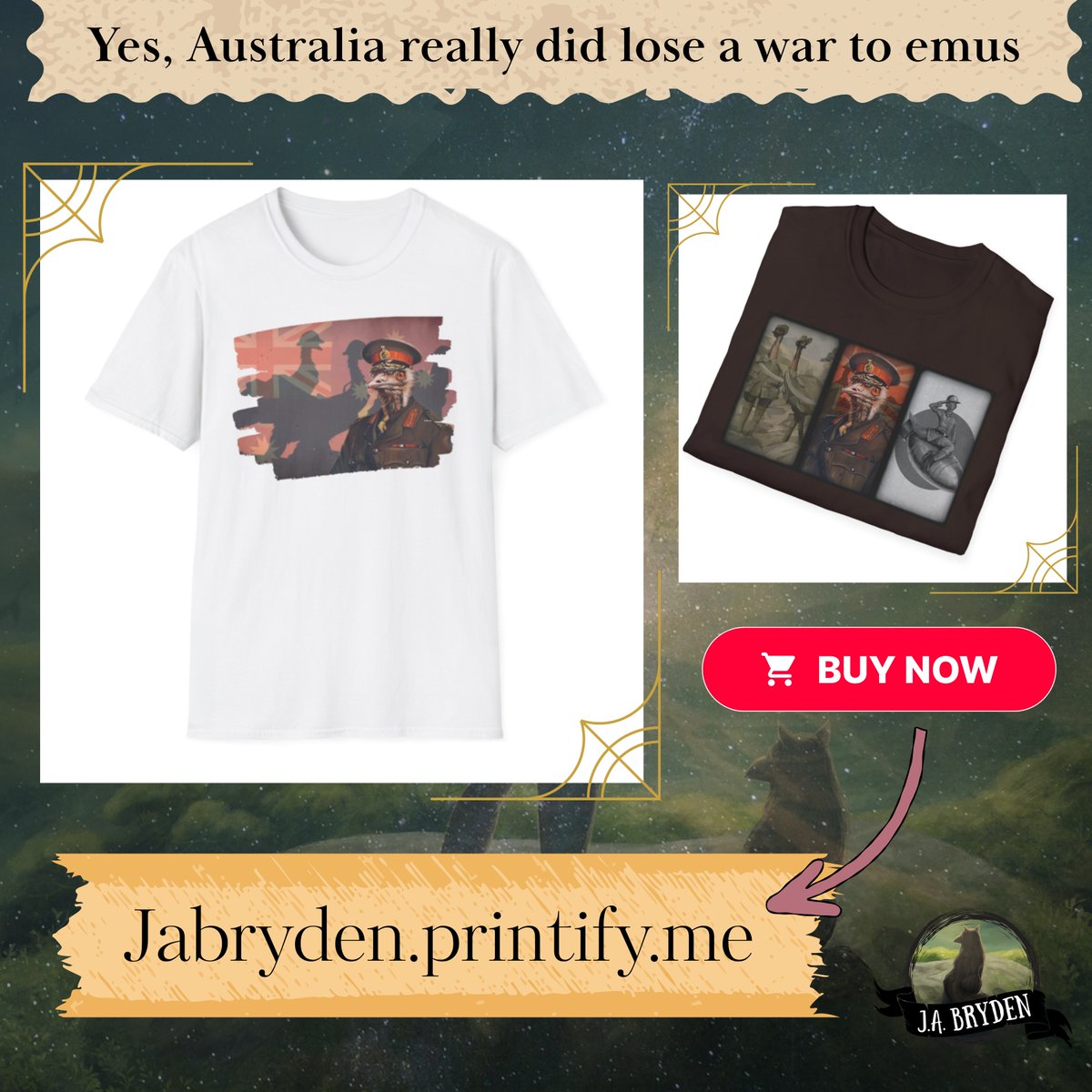 JABryden's tweet photo. Every shirt sold keeps an emu at bay... or at least that's what I heard. https://t.co/BiKzfbCDCT
 #emuwar #emus #Australia https://t.co/ynLpvupwOh