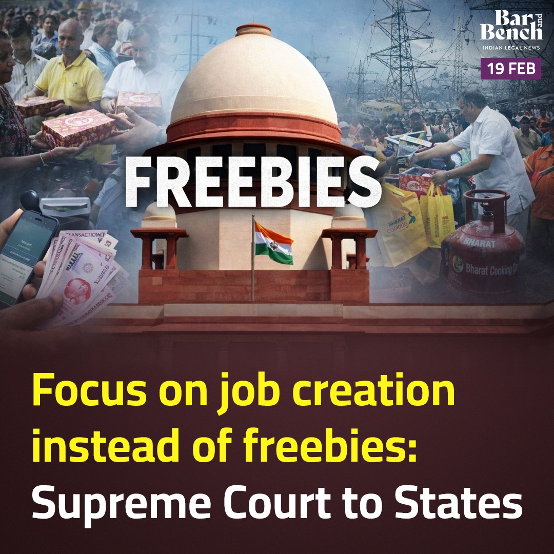 Focus on job creation instead of freebies: Supreme Court to States

Read more: barandbench.com/news/this-is-t…