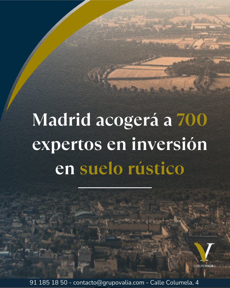 GrupoVALIA's tweet image. Madrid reunirá a +700 expertos en #inversión en suelo rústico en el IV Congreso Ibérico de Fincas Rústicas

La tierra y el agua se consolidan como #activosestratégicos

En #VALÍA asesoramos este tipo de operaciones con visión técnica y financiera.

#cifir2026