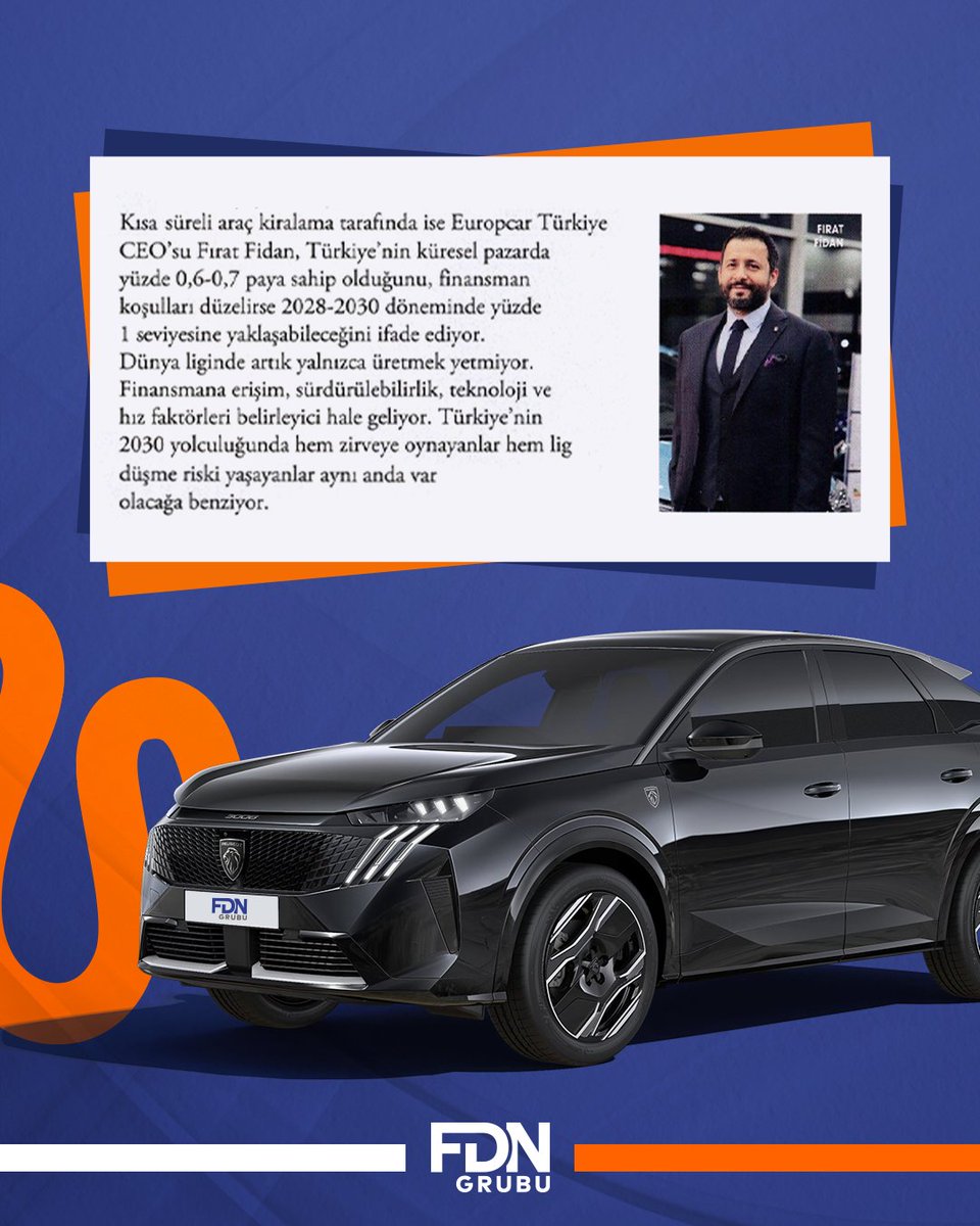 FDN Grubu Yönetim Kurulu Üyesi Fırat Fidan, Capital Dergisi Şubat sayısında otomotiv sektörünün küresel konumuna ve finansman koşullarının etkisine dair değerlendirmelerde bulundu.

#FDNGrubu #FıratFidan #Capital