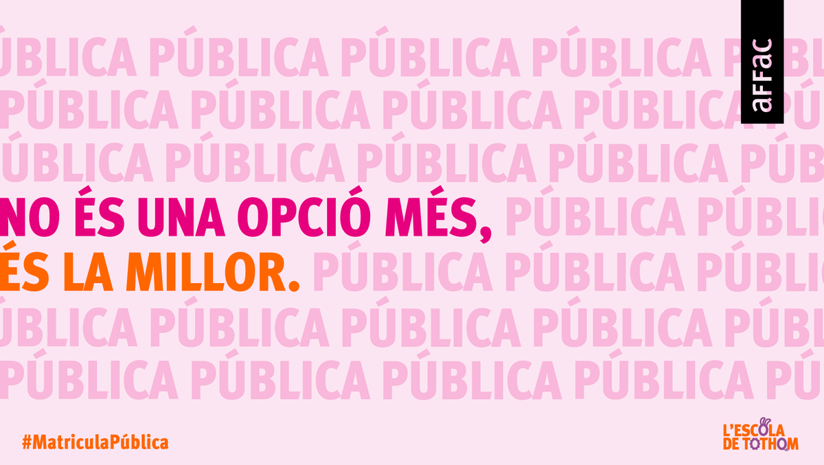 affac_cat's tweet photo. Famílies, la preinscripció és clau per defensar l’escola pública! 🏫

Ompliu totes les opcions amb centres públics i prioritzeu la proximitat.

👉 Guia i assessorament: https://t.co/28vVJBgm0h
#NoÉsUnaOpcióMés #MatriculaPública https://t.co/htIWQWMh2q