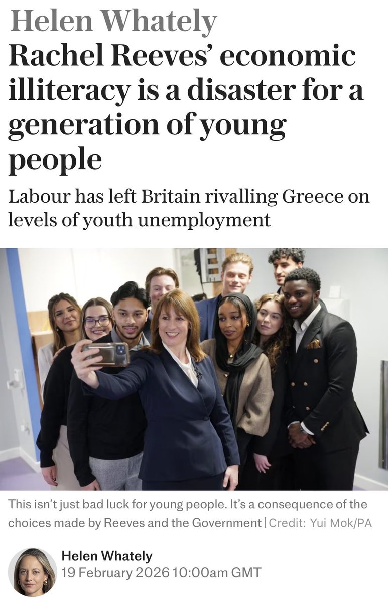 Britain is now close to overtaking Greece on youth unemployment

This isn’t bad luck. It’s because of Labour's choices.

I tell the <a href="/Telegraph/">The Telegraph</a> that red tape on business must go, along with degrees that don’t pay back &amp; benefits that pay people not to work✍️