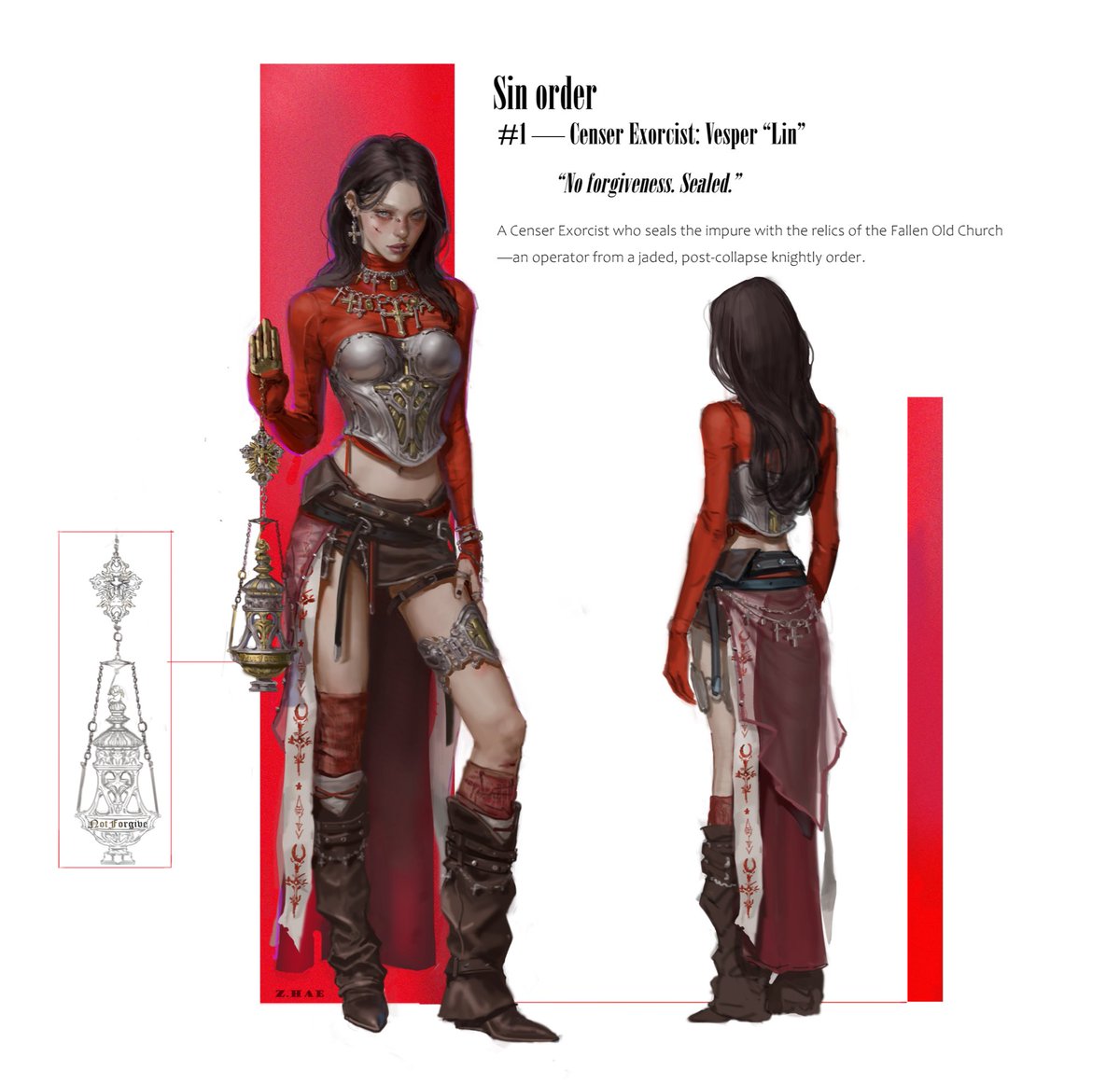 Personal Project | SIN ORDER No.1 — Censer Exorcist: Vesper “Lin” ⚔️

#characterart #digitalpainting  #characterdesign #characterconcept #conceptart