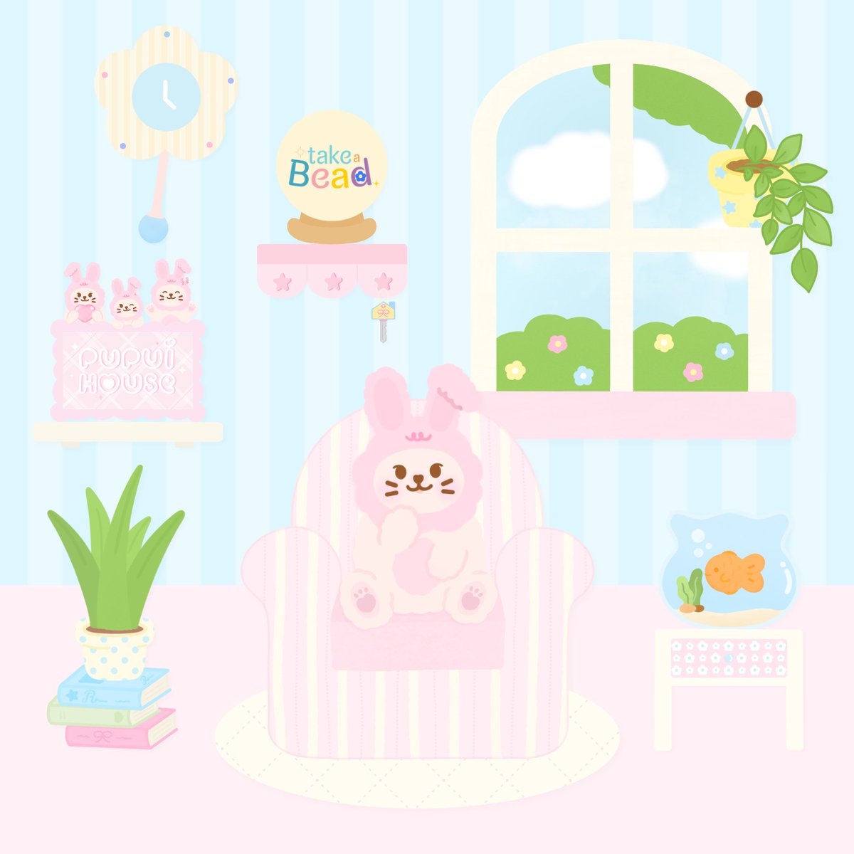 ⁺𓂃 ꒰  New Version! My Cozy Living room  ꒱ 🐰🛋️

2-3 วันมานี้ อยากลองทำภาพคัทเอาท์ใหม่ที่สื่อถึงทั้ง PUPUI HOUSE และ Take a Bead เลยได้โอกาสหยิบเอาคอลเลคชั่นเดิม มาลองวาดอะไรใหม่ๆใส่ลงไปดู พอเติมสีเขียวๆของต้นไม้เข้ามาก็ดูมีชีวิตชีวา น่ารักดีเหมือนกันนะ หวังว่าทุกคนจะชอบน้า 🍃