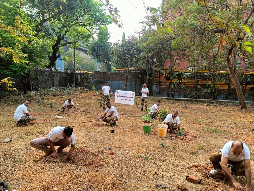 CISFWest's tweet image. A Mega Tree Plantation Drive conducted by #IGMint Mumbai to promote #EnvironmentalAwareness and #GreenerSurroundings. Personnel participated with great enthusiasm and dedication, reinforcing commitment to a sustainable future.🌱🇮🇳 #GreenInitiative #PlantationDrive @CISFHQrs