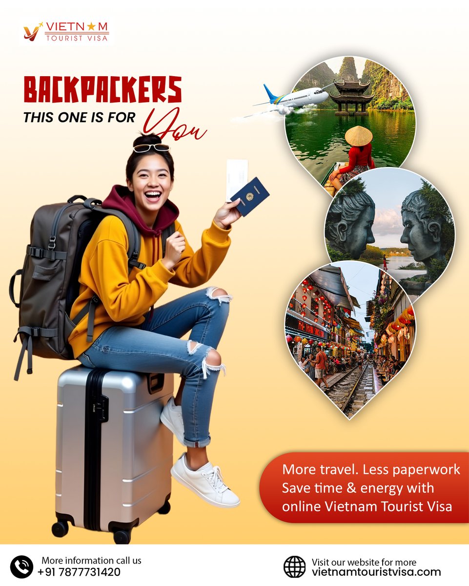 Vietnamtouristv's tweet image. Backpackers This ONE is for you

More Travel, Less Paperwork
Save time &amp;amp; energy with only Vietnam Tourist Visa

Apply Now: vietnamtouristvisa.com

#backpacker #moretravels2026 #lesspaperwork #tourists #touristvisa #visaexperts #vietnamapproval #vietnamvisa