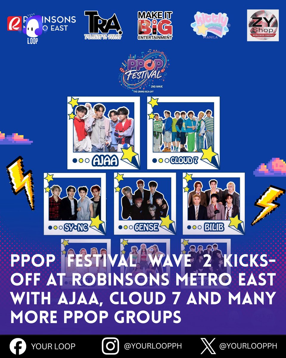 PPOP isn’t just music, it’s a movement, and PPOP Festival is raising the bar for Filipino sound as AJAA, CLOUD 7, SY•NC, 6ENSE, BILIB, DIV9 OFC, VIVID PH, XCEGON and PPOP Soloists joins us at the PPOP Festival Wave 2: The Grand Kick-Off 🎉

#PPOPFestival #CLOUD7 #AJAA