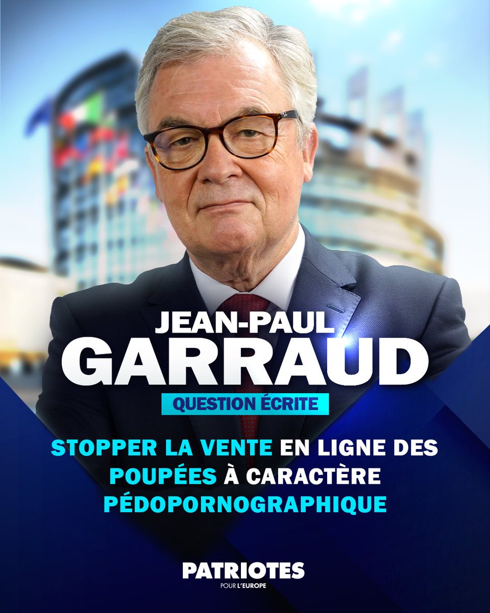 JPGarraud's tweet image. Stopper la vente en ligne des poupées à caractère pédopornographique.

Retrouvez ma question écrite adressée à la Commission européenne ⤵️
europarl.europa.eu/doceo/document…