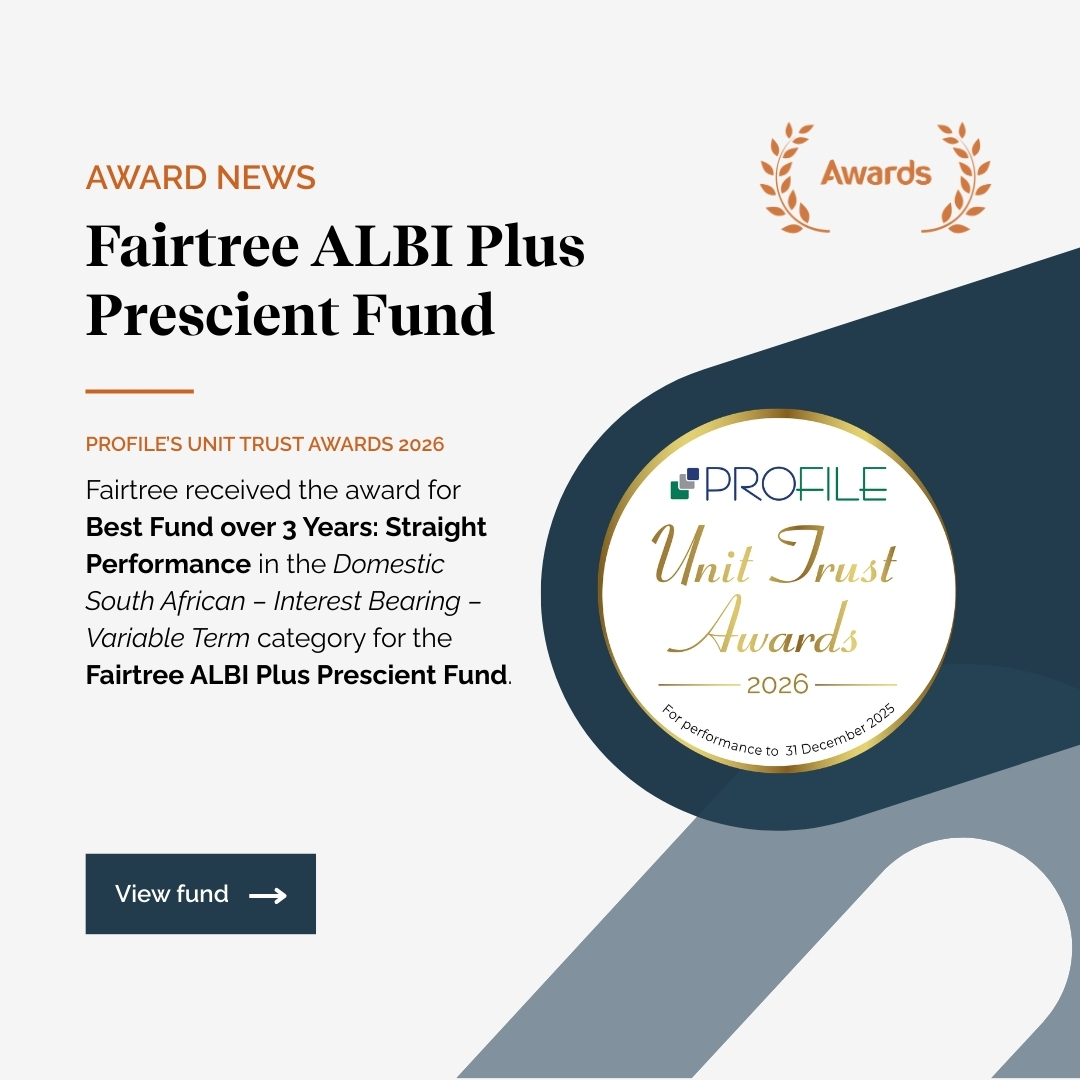 FairtreeGroup's tweet image. AWARD NEWS | Profile’s Unit Trust Awards 2026

Fairtree received the award for Best Fund over 3 Years: Straight Performance for the Fairtree ALBI Plus Prescient Fund in the "South African – Interest Bearing – Variable Term" category.

Fund details&amp;gt; fairtree.com/funds/fairtree…
