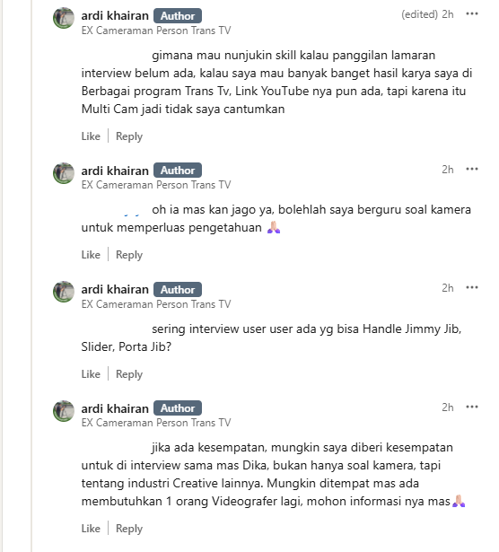ada orang post di linkedin udah 7 bulan nganggur &amp; bilang mau terima apa aja. tapi di hari pertama puasa ini malah ada yg milih buat berkomentar buruk.. padahal komentar nyemangatin aja bisa jadi gak cukup. ckckck.

sabar banget ini OP ngeladenin. semoga berkah, mas 🙏