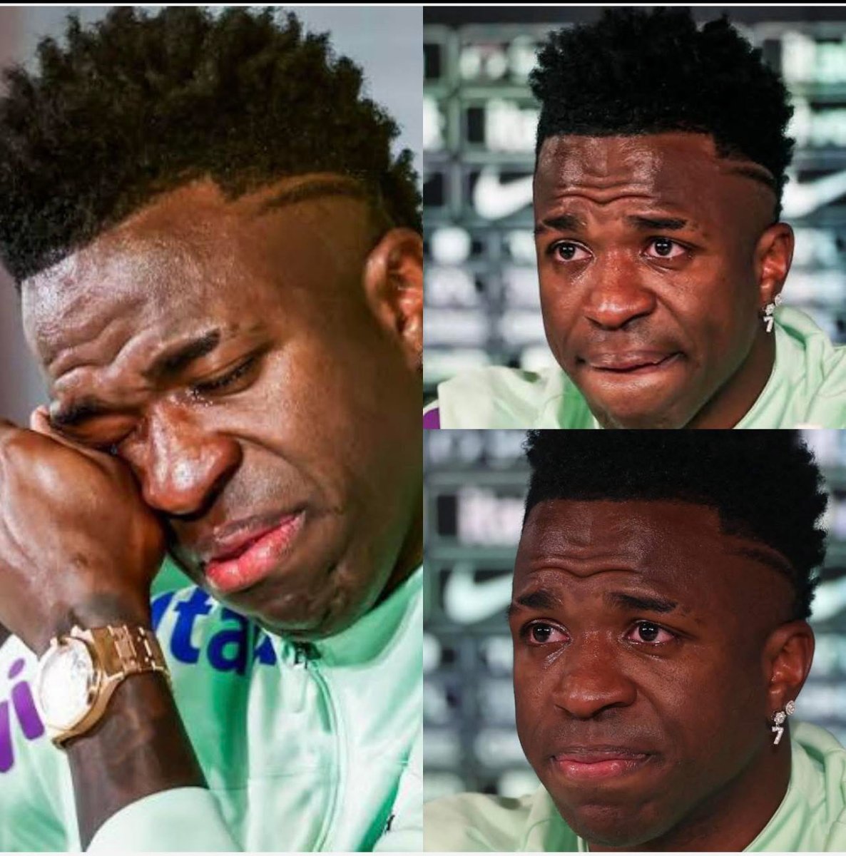 PAINFUL 🥹🥹🥹💔💔💔

Vinicius Junior breaks down in tears when asked about Racism 🤦‍♂️🥹💔. 

He revealed that all he wants and wanted to do is play football , make the black community and the entire world proud and not being label names .  According to him , he will never ever