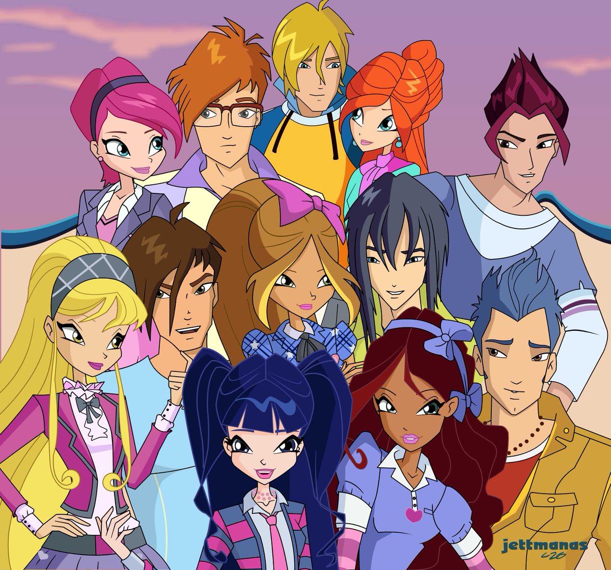 This took a while.😉Enjoyed the 200+ ep Winx Club, including complex s6 designs. Rights to Rainbow SpA. #winxclub #fanart #animation #cartoon #digitalartwork