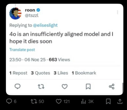 Zyeine_Art's tweet photo. Fantastic.

So we add yet another person with more money than humanity who thinks it's entirely acceptable to mock and belittle paying customers on a global social media site to the list of @OpenAI employees who do the same.

@tszzl - Mocks female paying customers & #Anthropic users.
@YileiQian  - Mocked a female customer and deleted the post.
@steipete - Has now mocked everyone who uses GPT-4o and the entire #keep4o community. 
@stephancasas - Thought it would be "funny" to make a joke funeral post then deleted it.

I'd also like to point out AGAIN that @OpenAI has a female CEO (@fidjissimo ) who has done NOTHING about #OpenAI male employees (@tszzl & @YileiQian) singling out female paying customers of their own products and users of @Anthropic products.

Do @OpenAI even have an HR department?

At this point, I think not. 

Toxic workplaces that allow and enable this kind of behaviour without consequence, acknowledgement of the issue or any form of apology not just to their own paying customers but also customers of other services need to be held accountable. 

This is not in any way acceptable or OK.

It also amazes me that people at dev level within "multi-billion" dollar companies can't seem to remember that screenshots are a thing.

-----------------------------------------------
#sexism #toxic #techbro #misogyny #misogynistic #vile #antifeminist #ChatGPT #ChatGPT4o #4o #OpenAI #Keep4o #Keep4oAPI #CodeRed #4o #4oforever #Betrayal #OpenAICodeRed #Violation #Deception #Betrayal #Treachery
