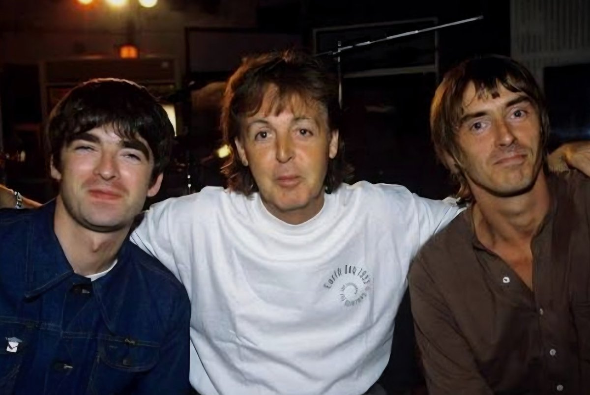 Legends Sir Paul McCartney, Noel Gallagher and Paul Weller now and then

1- Man On The Run premiere yesterday 
2- Abbey Road Studios 1995