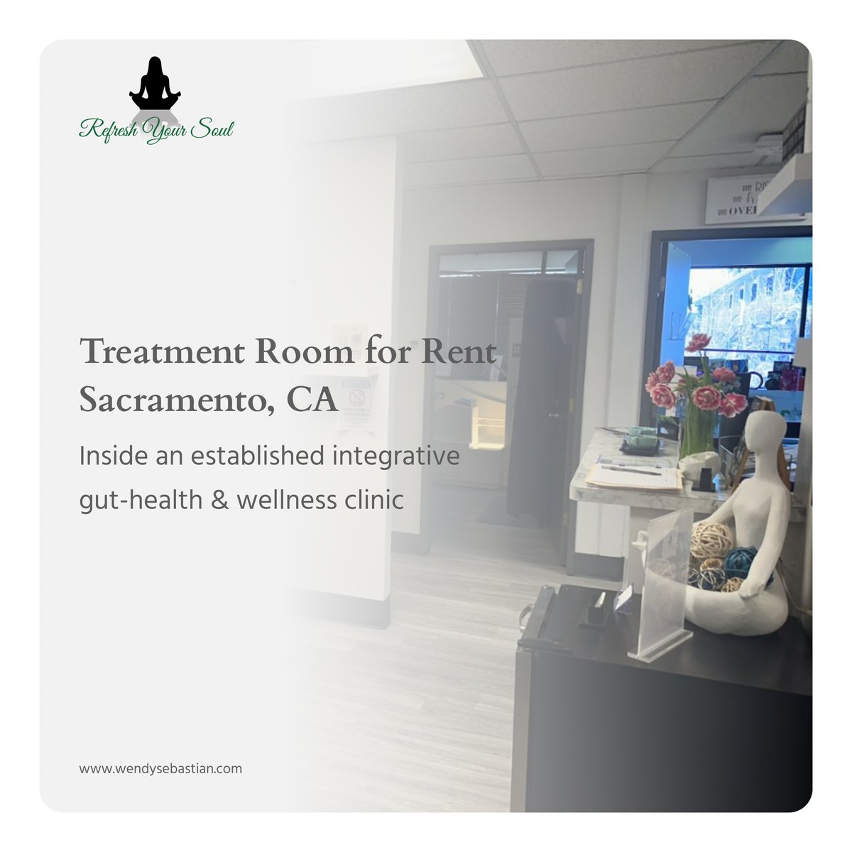wendywsebby's tweet image. Sacramento LMTs ✨
Treatment room available in our wellness clinic.
Lymphatic or therapeutic focus preferred.
📩info@refreshyoursoul.net
Tag a therapist 👇
#SacramentoMassage #LymphaticMassage #WellnessClinic #MassageTherapistCA #SacramentoWellness #RefreshYourSoul