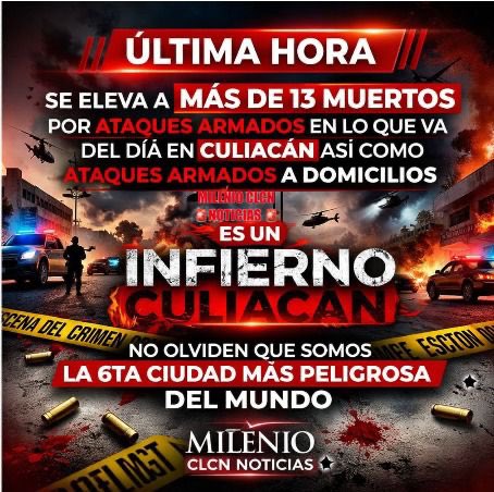 Culiacán sufre 10 minutos de ataques simultáneos, asesinatos, heridos, locales baleados… 

Y en Mazatlán le prendieron fuego a la agencia de autos Toyota.
 
Cómo puede dormir <a href="/rochamoya_/">Rubén Rocha Moya</a> sabiéndose responsable de tantas muertes y desaparecidos.

Y los sinaloenses que siguen