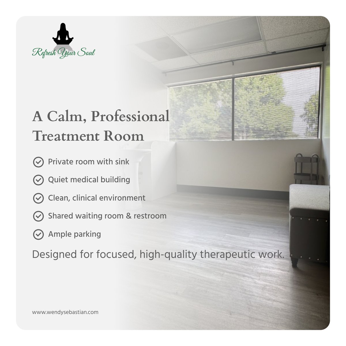 wendywsebby's tweet image. Sacramento LMTs ✨
Treatment room available in our wellness clinic.
Lymphatic or therapeutic focus preferred.
📩info@refreshyoursoul.net
Tag a therapist 👇
#SacramentoMassage #LymphaticMassage #WellnessClinic #MassageTherapistCA #SacramentoWellness #RefreshYourSoul