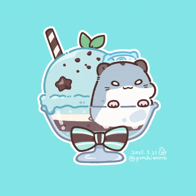ハッピー #チョコミントの日 ! チョコミントが大好きなので、絵もいろいろ描いてます コミティアでチョコミントの本を出したこともあるよ!