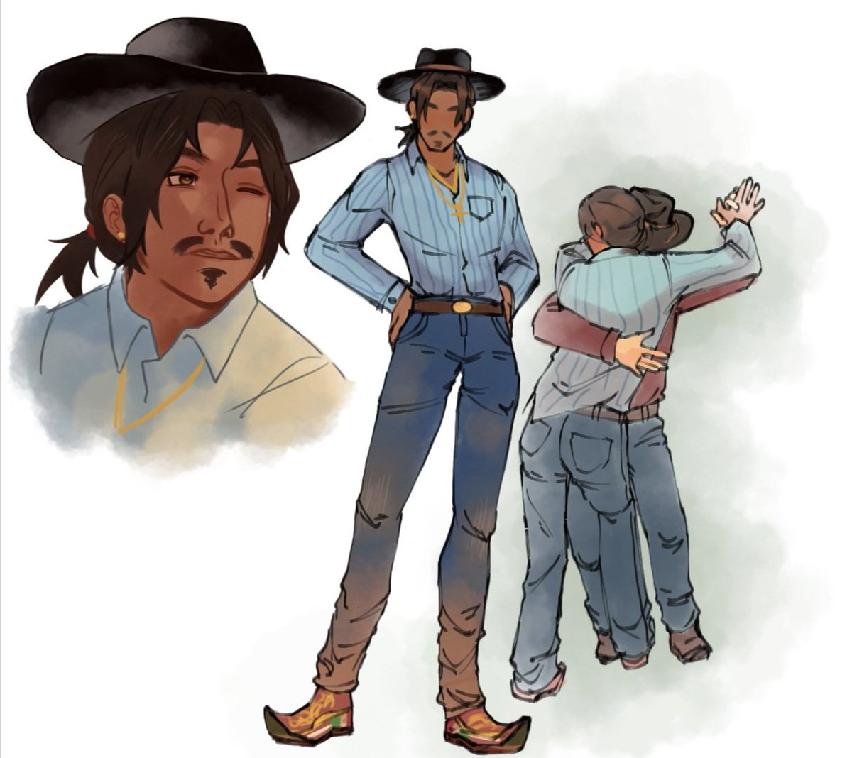 I've seen people draw Modern Javier as someone cultured with bands and all that, but for me Javier will be a fancy Norteño who dances with his husband Arthur and also zapatea. 🔥
#javiarthur
