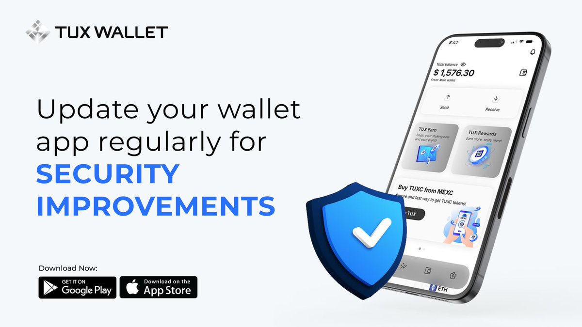 tux_wallet's tweet photo. Update your wallet app regularly for security improvements. https://t.co/X3oMqN6pGE