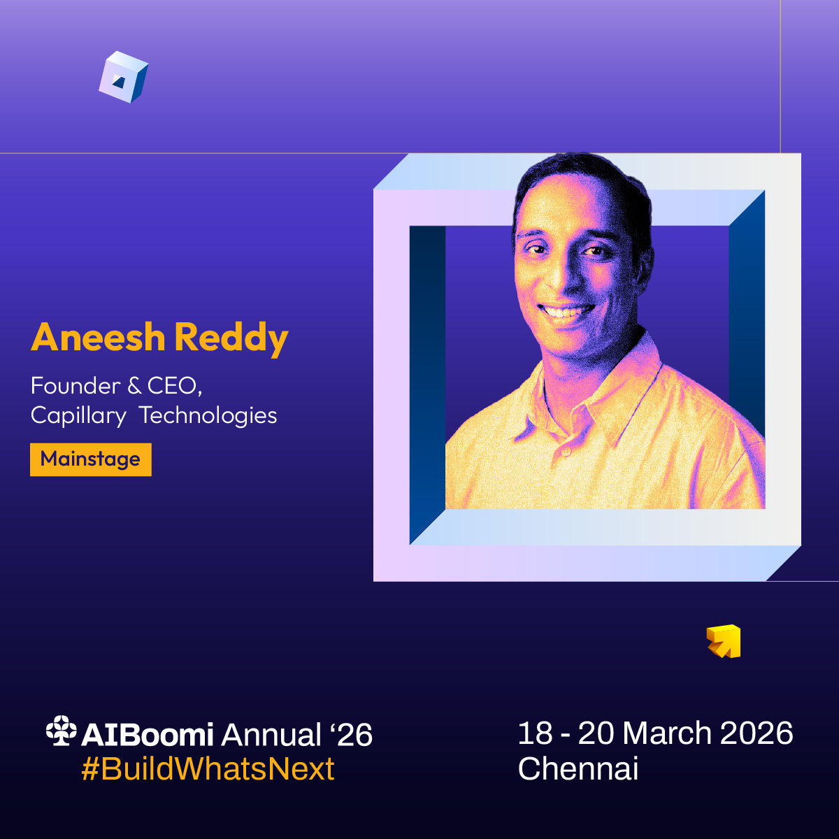 We’re thrilled to welcome <a href="/AneeshBReddy/">Aneesh Boddu Reddy</a> (Founder &amp; CEO, <a href="/capillarytech/">Capillary Tech</a>) to the Mainstage at <a href="/AIBoomi/">AIBoomi</a> Annual '26.

Aneesh has built one of India’s most enduring SaaS success stories, scaling globally while staying deeply rooted in product, customers, and long-term thinking.

In a