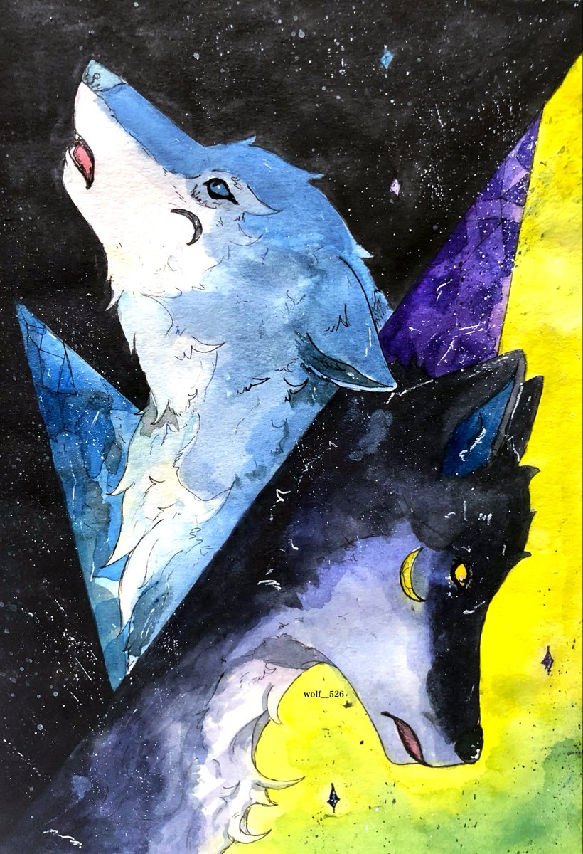 私はこういう絵を描いています 水彩でオオカミを描いています🐺🎨