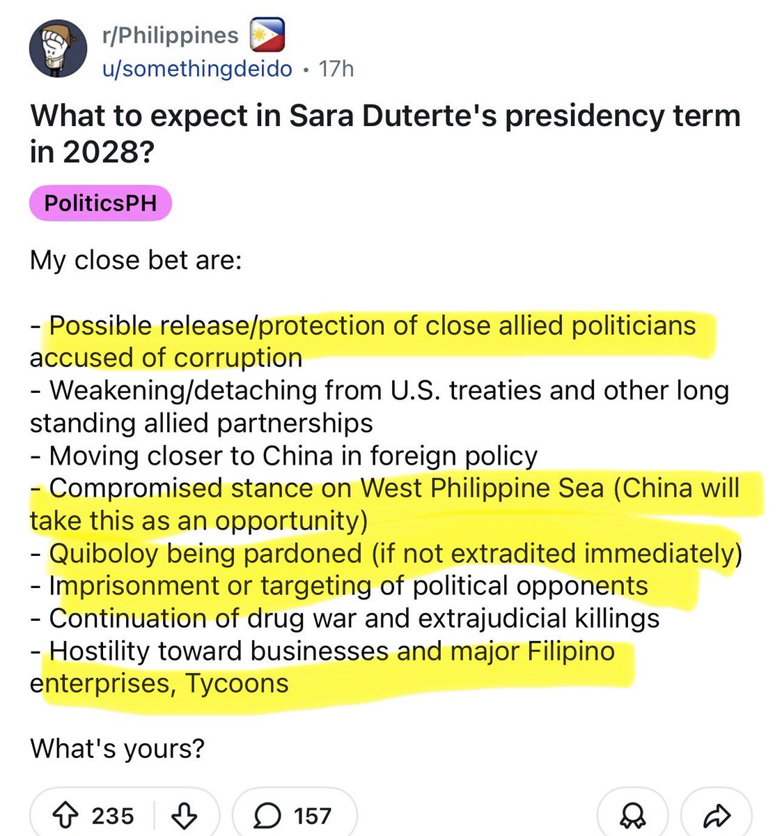 nabunturanguy's tweet image. Maganda ang kanyang observations/forecasts, almost all of which are foregone conclusions with a Sara Duterte presidency.  Nalimutan niyang sabihin - MORE TRAVELS ABROAD, this time no longer clandestinely using people’s money, more tree plantings, more SENSELESS pronouncements
