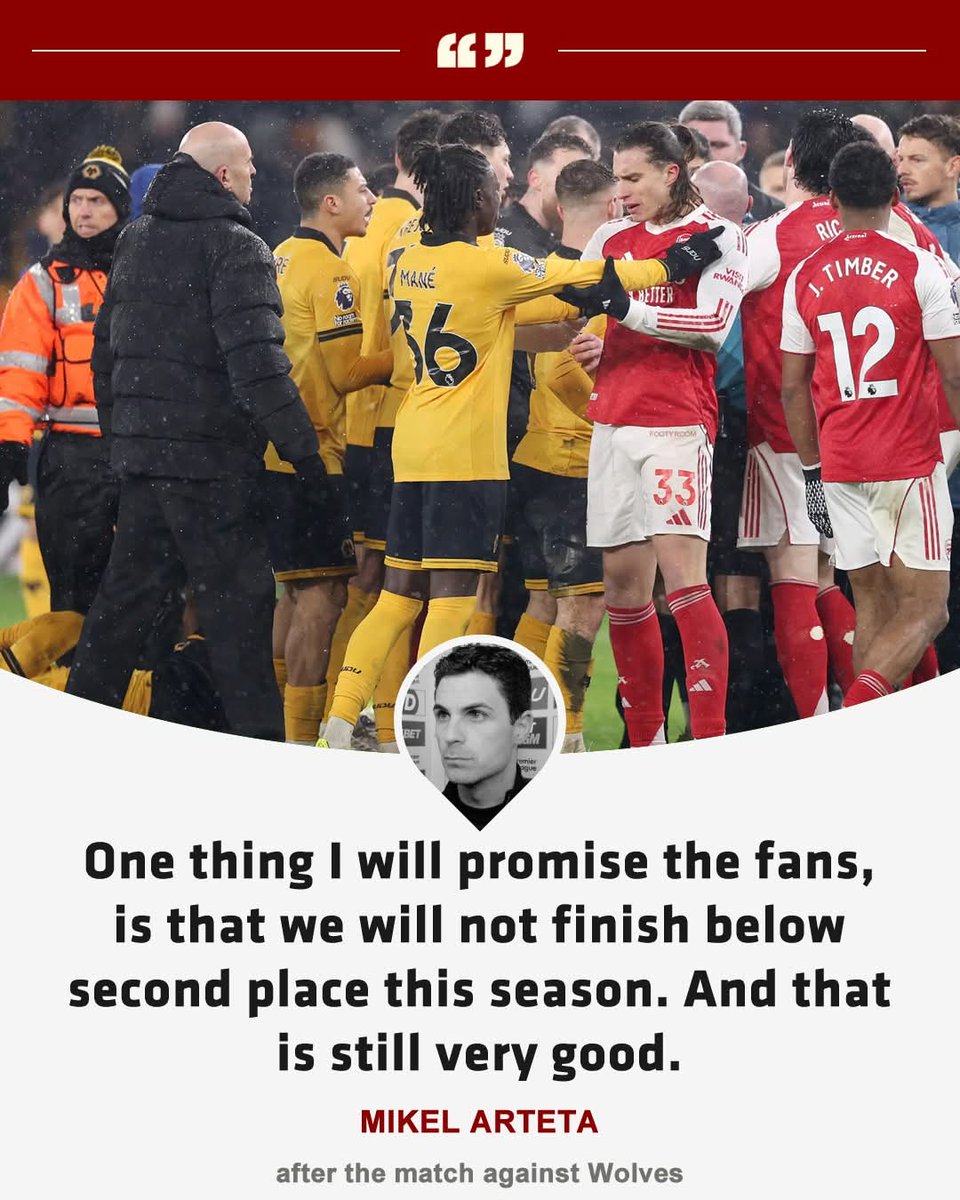 FootballFactly's tweet image. Arteta says finishing 2nd in the league is still a very good result. 👀