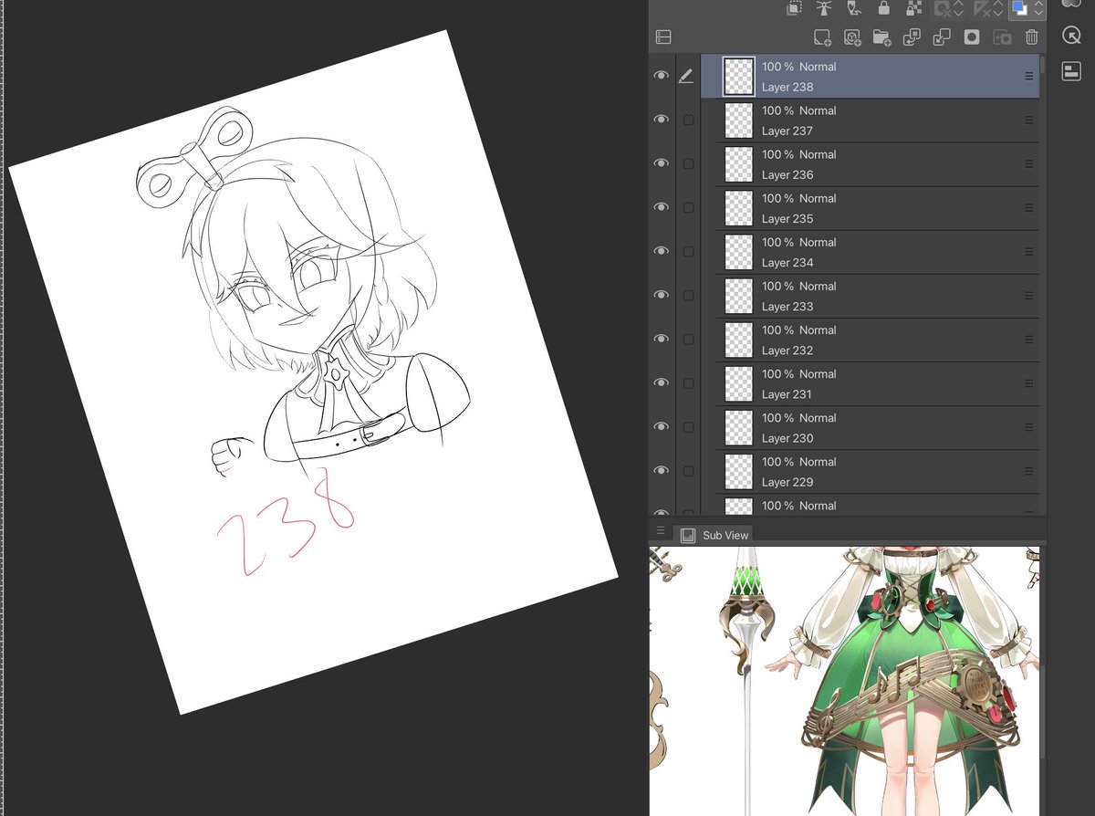 day 238 of drawing cc 1 stroke a day: this sickness is griefing me so hard so im literally tilting the screenshot