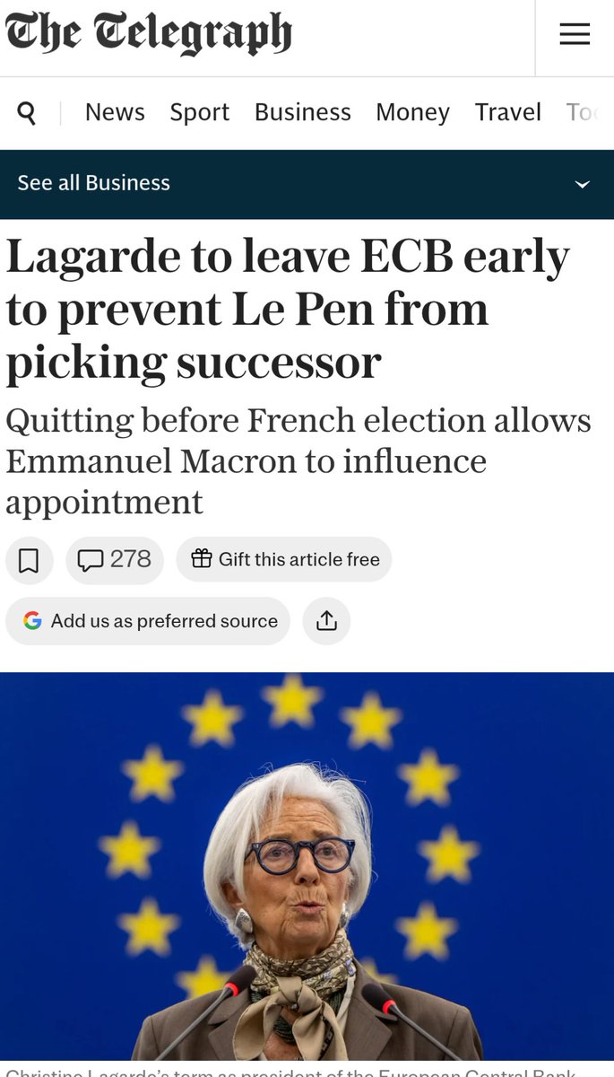admcollingwood's tweet photo. Remember how Donald Trump was destroying the foundations of sound monetary policy by pressuring the Fed to lower interest rates, thus bringing into question central bank independence? Remember the press hysteria? So what's going to be the response to the president of one Eurozone nation cooking up a scheme with the (French) ECB president for her to resign early to prevent the current French opposition from having a say in who will be the next ECB president in the event that they win the next French presidential election? Doesn't that maybe impinge on Central Bank independence? Just a touch? 

Or will Macron get a pass, like he did when he ruthlessly and violently put down the Gilet Jaune democratic protests, or when he threatened to cut off British electricity over a fishing dispute, or when he engaged in antivax rhetoric to try to rubbish the Astrazeneca vaccine? I think we know the answer. If you're a member of the club, it's all ok, because anything you do is by definition protecting Our Democracy from those who might want to take Our Democracy away from Us.

And another thing. The French have shown, yet again, that they should be disqualified from ever holding office at international or supernational institutions. Such positions call for independence, but they always remain agents of French national interests as the French establishment sees them. Intolerable.