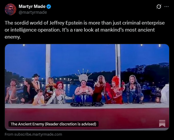 Another Philosemite talking about ritual sacrifice by ancients, rather than as existing Jewish networks:

"... Instead, I want to talk about the broader issues at play, and that means finally sharing my favorite schizo theory." - Martyr Goy