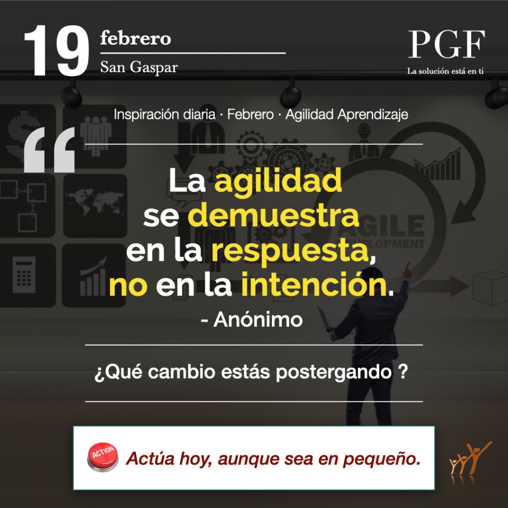 «La agilidad se demuestra en la respuesta no en la intención.»

Anónimo

¿Qué cambio estás postergando?

Microacción del día: Actúa hoy, aunque sea en pequeño.

#Citadeldía  #PabloGarcíaFortes #AgilidadAprendizaje #LifelongLearning #Responder #SoftSkills #Acción
