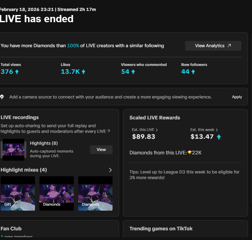 Tonight was INSANE for my first ever tiktok live as well

So grateful <3
