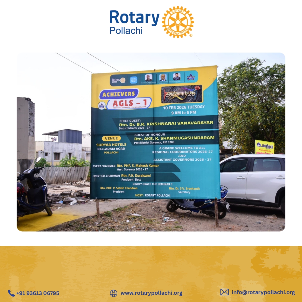 rotary_pollachi's tweet image. Date : 10.02.2026 
Place : Hotel Suryaa, Pollachi  
Event : Assistant Governors Learning Seminar (AGLS-1)  

Snippets for the Assistant Governors training program, one of the best training programs conducted and hosted by Rotary Pollachi in Rotary District 3203.

#RotaryPollachi