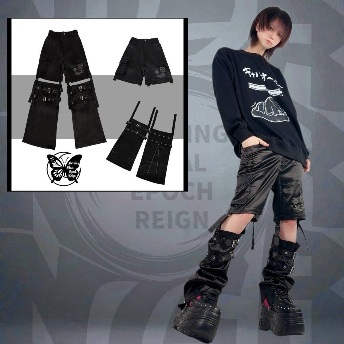 🎁MEGA PRESENT EVENT🎁 高品質サテン生地 STRAP BUCKLE 3WAY PANTS