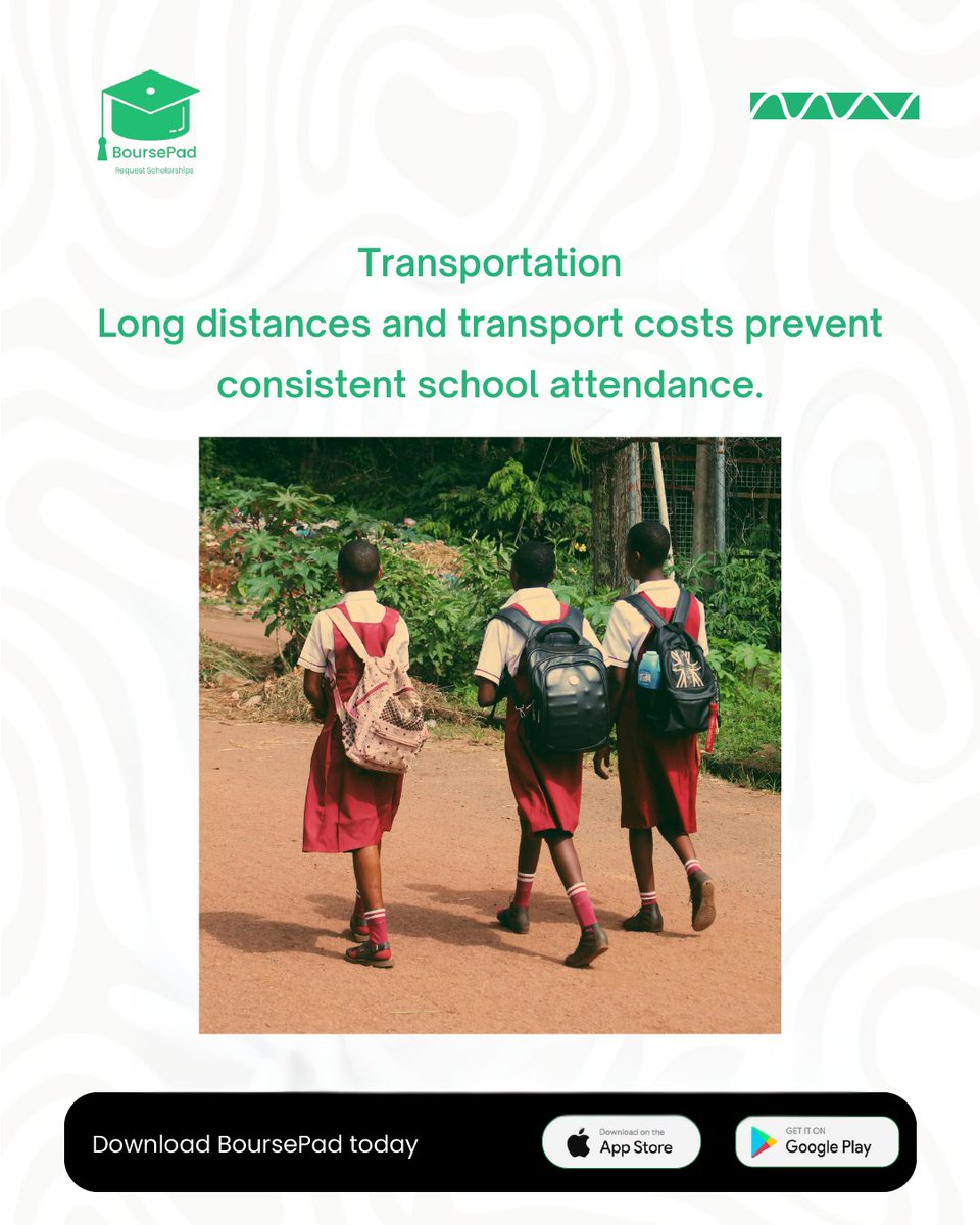 boursepad's tweet photo. School fees. Learning materials. Transportation. Uniforms.

These are real barriers students face every day. Awareness leads to action — and action creates opportunity. BoursePad is helping students stay in school through verified scholarships.

Download the BoursePad App. https://t.co/80ELfOeMYn