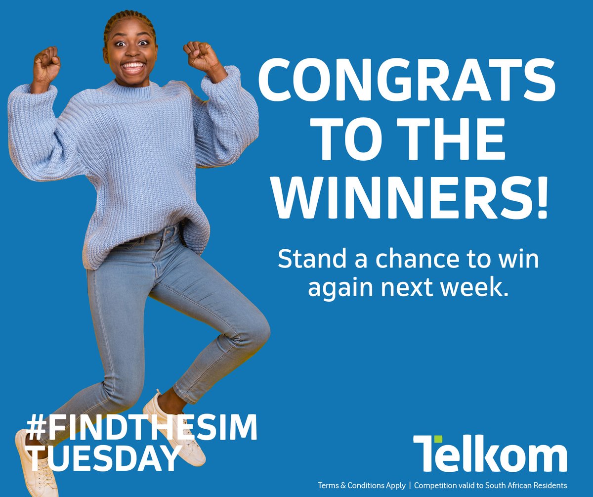TelkomMYSIM's tweet photo. Congratulations to the winners!
@Dikwenaclan0765
@herchantal332
@Sfisohh
Correct answer - 2 F
All prizes must be claimed within 6 months and cannot be exchanged for cash value or another prize. #FindTheSIM #WinWithMYSIM https://t.co/Lu7saRuVpx