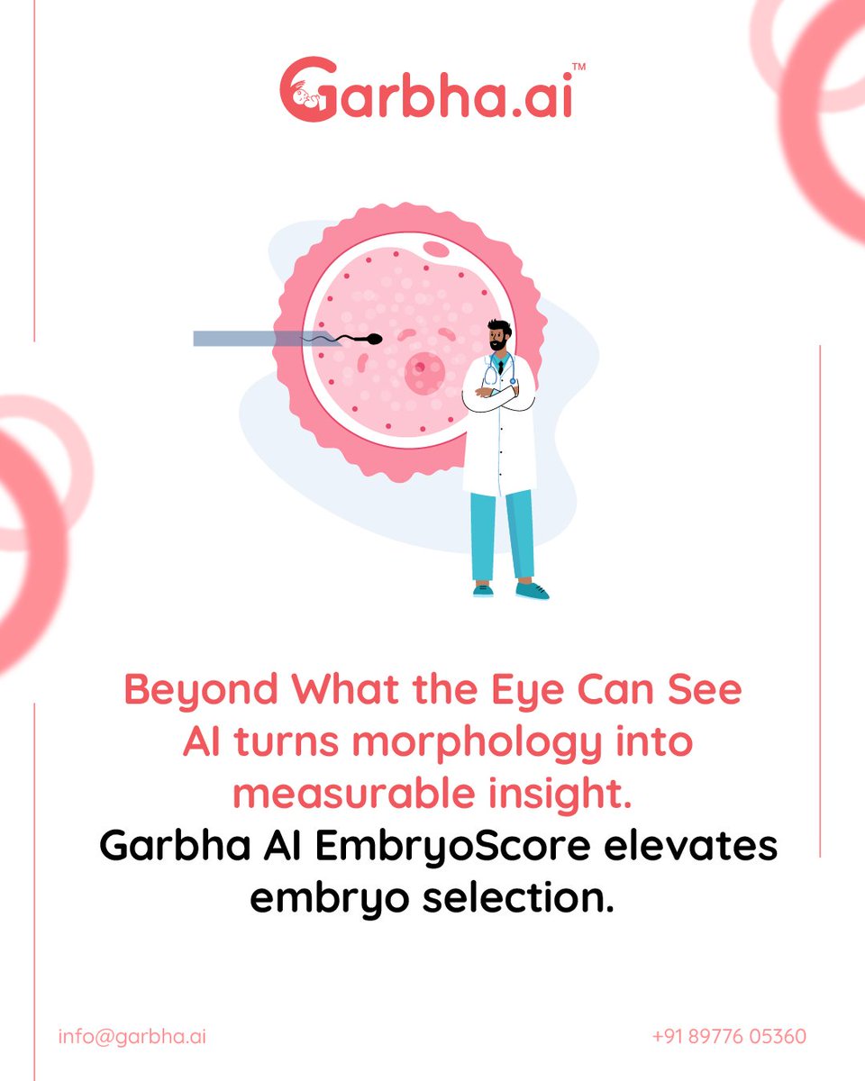Garbha_AI's tweet image. Beyond what the eye can see 👁️
Garbha AI EmbryoScore transforms morphology into measurable insight—supporting more informed embryo selection decisions🧬📊

Request a Demo: garbha.ai/contact

Precision powered by intelligence.

#GarbhaAI #FertilityTech #360DigiTMG