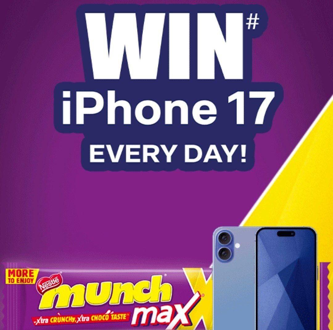 🔥Munch New Contest Win Iphone 17 

✅Send SMS - MUNCH

✅To - 6262642222

✔️Daily Lucky Winner Will Get Free iPhone 17. Try your luck!