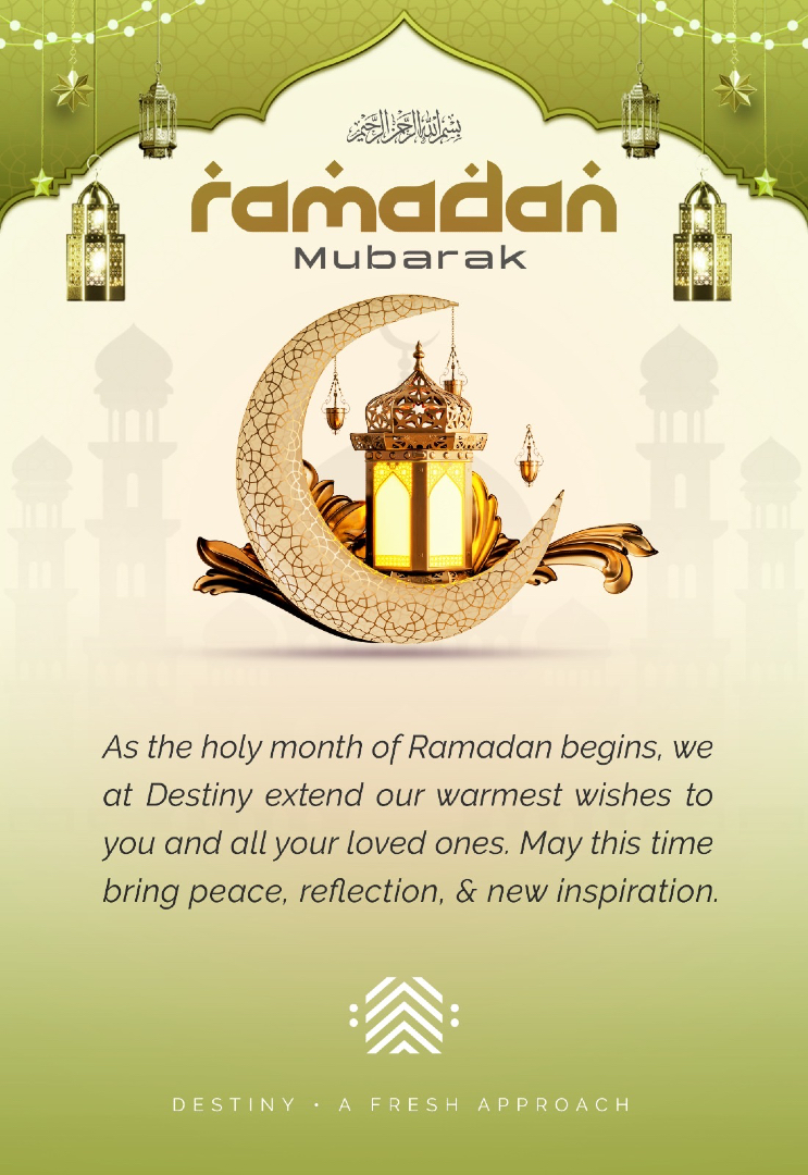 Destinycuisine_'s tweet image. As the holy month of Ramadan begins, we at Destiny extend our warmest wishes to you and your loved ones. #Afreshapproach