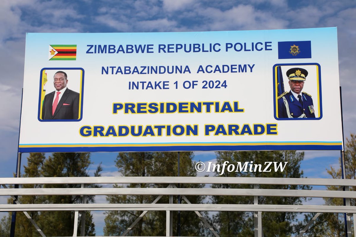 InfoMinZW's tweet photo. Today His Excellency the President and Commander in Chief of the Zimbabwe Defence Forces, Dr. @edmnangagwa will preside over the Zimbabwe Republic Police Presidential Graduation Parade , Intake 1 of 2024 at ZRP Ntabazinduna Academy.
#PresidentialGraduation
#NDS2
#Vision2030 https://t.co/VDu4W7MZDi