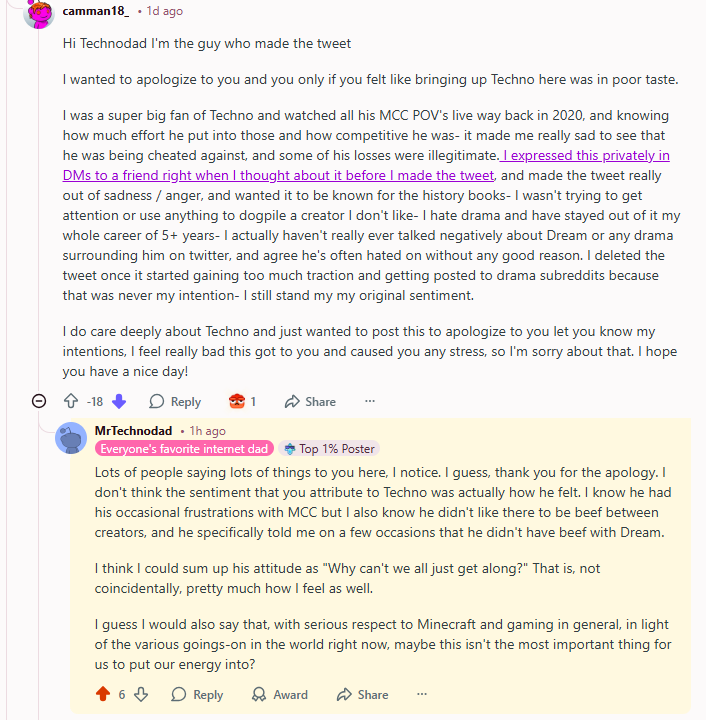 TECHNODAD RESPONDED TO CANMAN YES CLOCK HIM