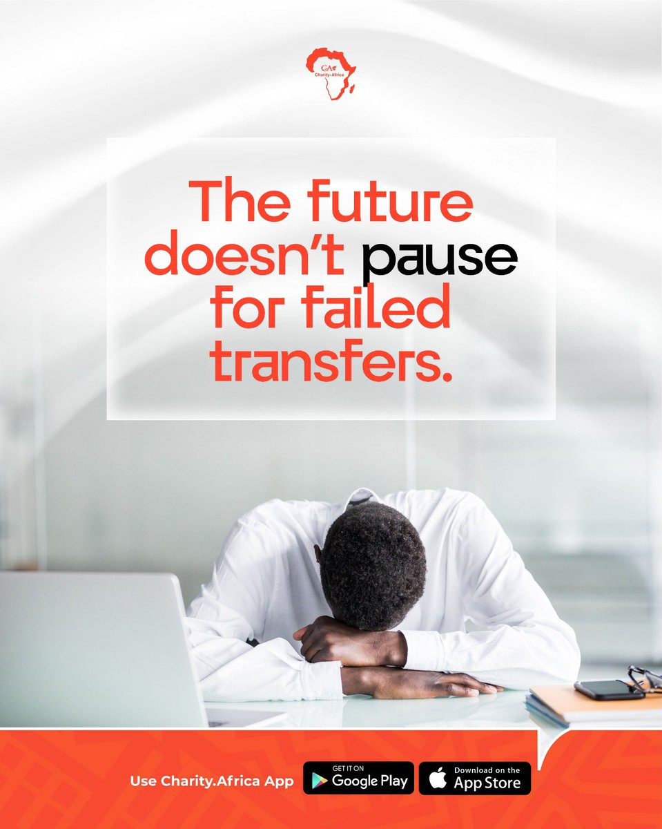 CharityAfricaHQ's tweet photo. The future does not wait for FAILED TRANSFERS
That’s why we built a system that works without the hassle and delays of banking services.
Download @CharityAfricaHQ mobile app today, and experience the peace and ease of ZERO BARRIER transactions.
#ZeroBarrier
#everythingpayments https://t.co/vSyhoqyMlz