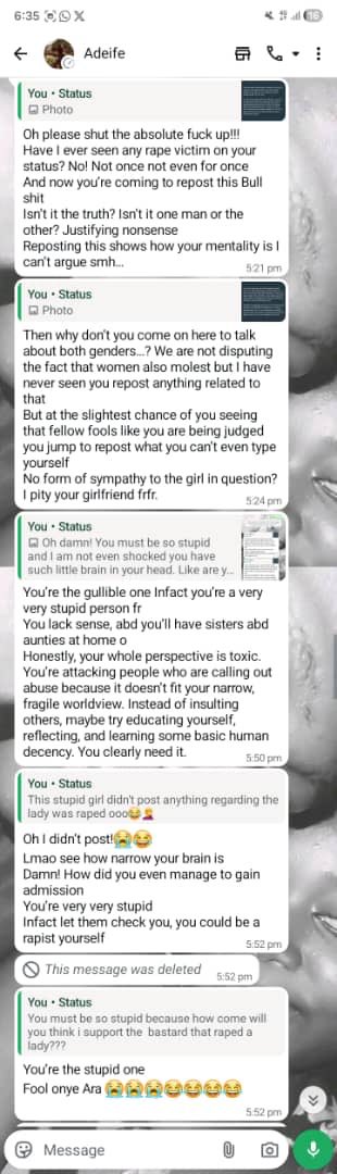 aojjustaoj's tweet photo. This was the conversation between Adeife and David who she accused and tagged a rapist. https://t.co/HAcCXpSWD3