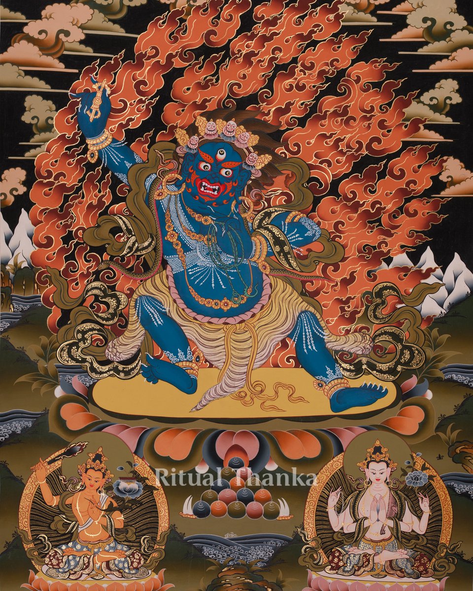 Ritualthanka's tweet photo. Wisdom. Compassion. Power. ✨

This Three Bodhisattvas Thangka unites Vajrapani, Avalokiteshvara &amp; Manjushri—strength, insight, and compassion in one sacred piece, accented with 24K gold. 🪷

SKU: 49918

[ritualthanka, traditional three bodhisattvas thangka, vajrapani] https://t.co/qk2NTGKWA4