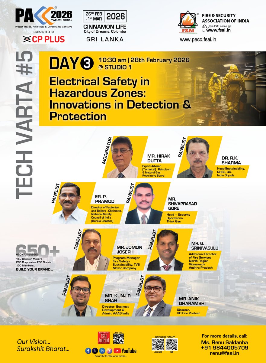 Electrical safety in hazardous zones demands innovation + compliance.
Tech Varta #5 | PACC 2026
28 Feb | Colombo.
Detection. Protection. Risk Mitigation.
#PACC2026 #ElectricalSafety #IndustrialCompliance #HazardousZones #FireSafety