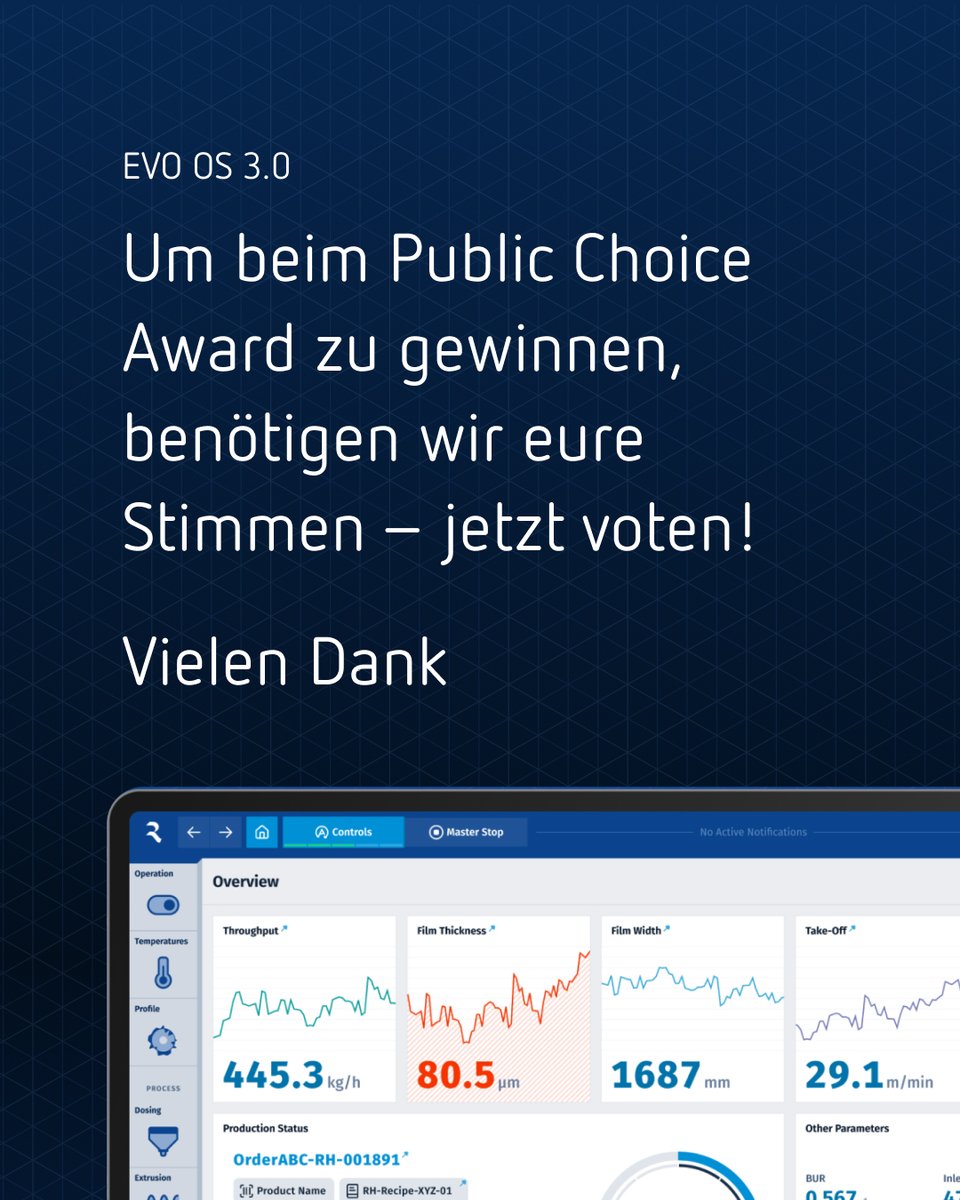 hmiproject's tweet photo. Wir sind für den UX Public Choice Award nominiert und ihr könnt uns helfen, zu gewinnen. Folgt diesem Link und gebt eure Stimme für unser Projekt EVO OS 3.0 ab:  https://t.co/MNq4MzdcfY https://t.co/ZFx1jvPZ06